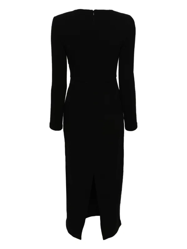 Roland Mouret curved neckline Wool Midi Dress Black FARFETCH PT