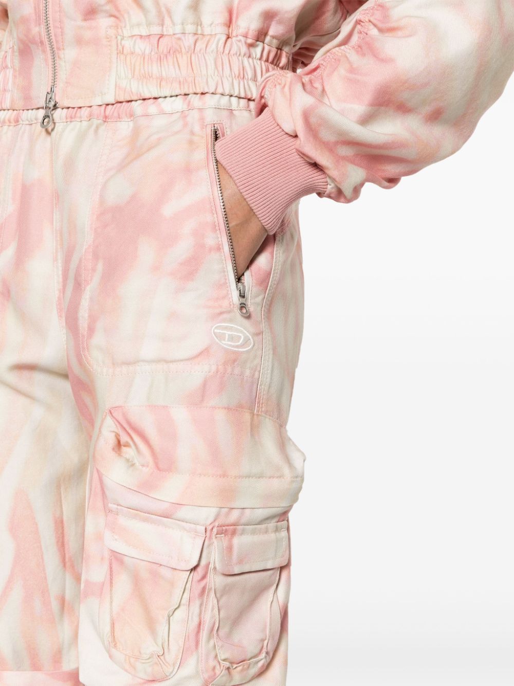 Shop Diesel Zebra-print Twill Cargo Trousers In Pink