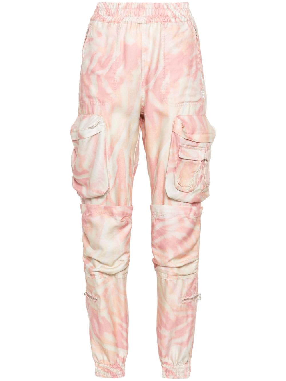 Shop Diesel Zebra-print Twill Cargo Trousers In Pink