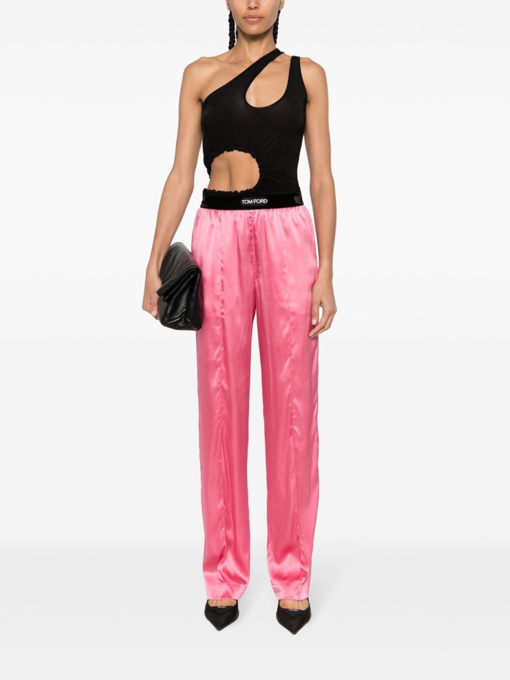 Shop Tom Ford Straight-leg Silk Trousers In Pink