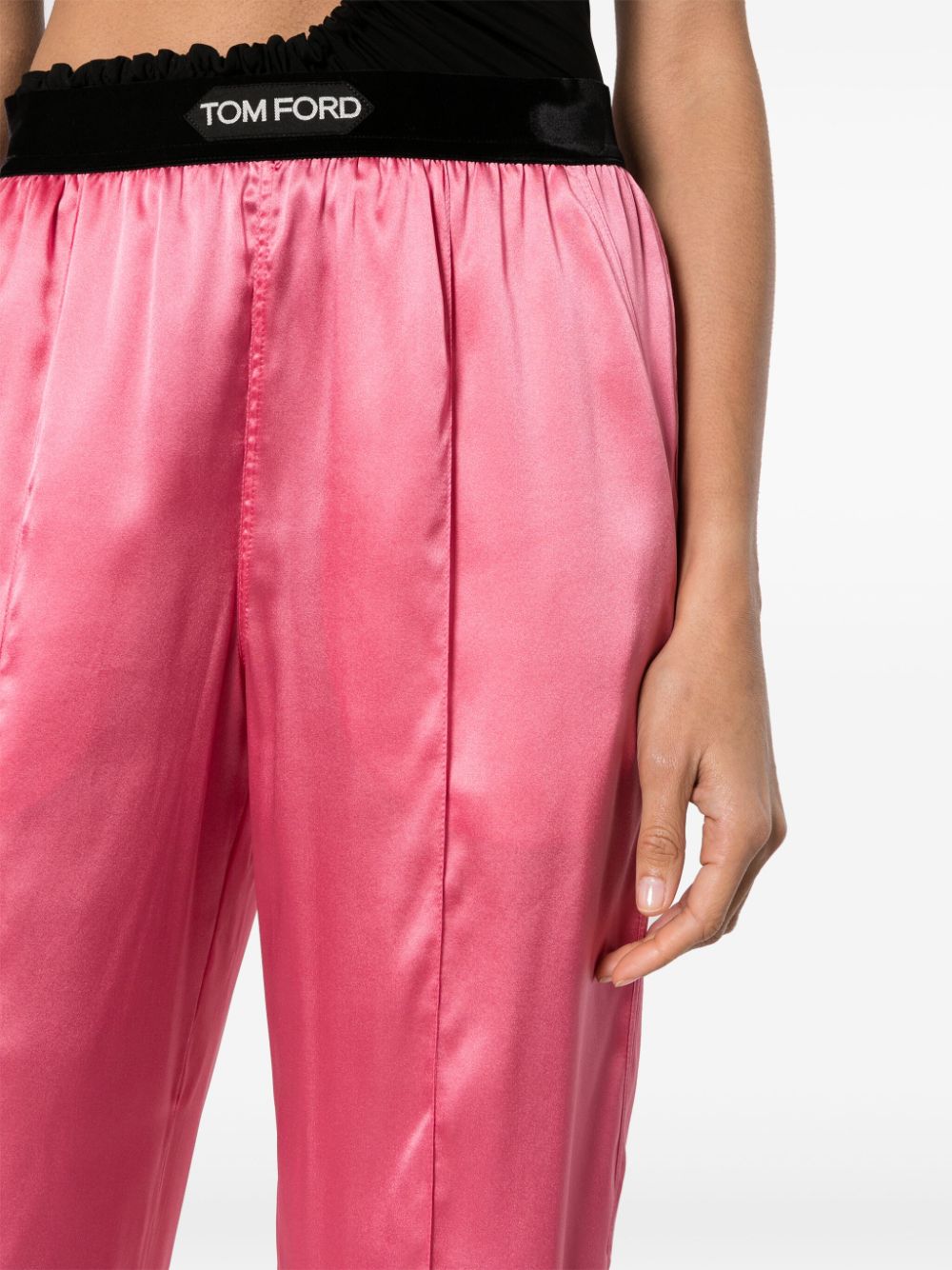 Shop Tom Ford Straight-leg Silk Trousers In Pink