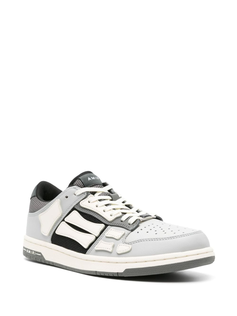 Shop Amiri Skel Leather Sneakers In Grey