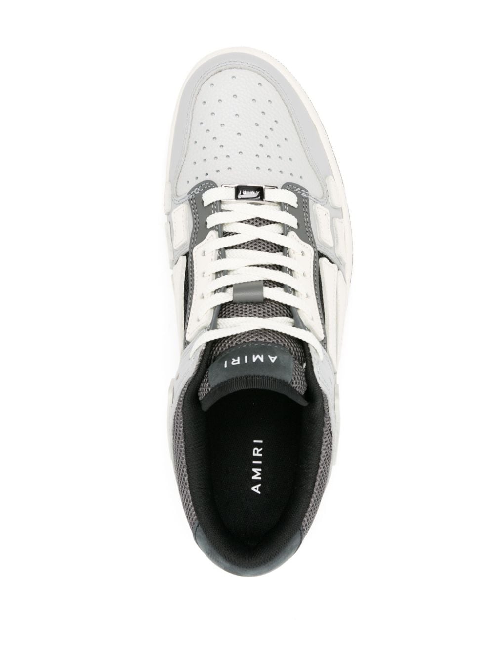 Shop Amiri Skel Leather Sneakers In Grey