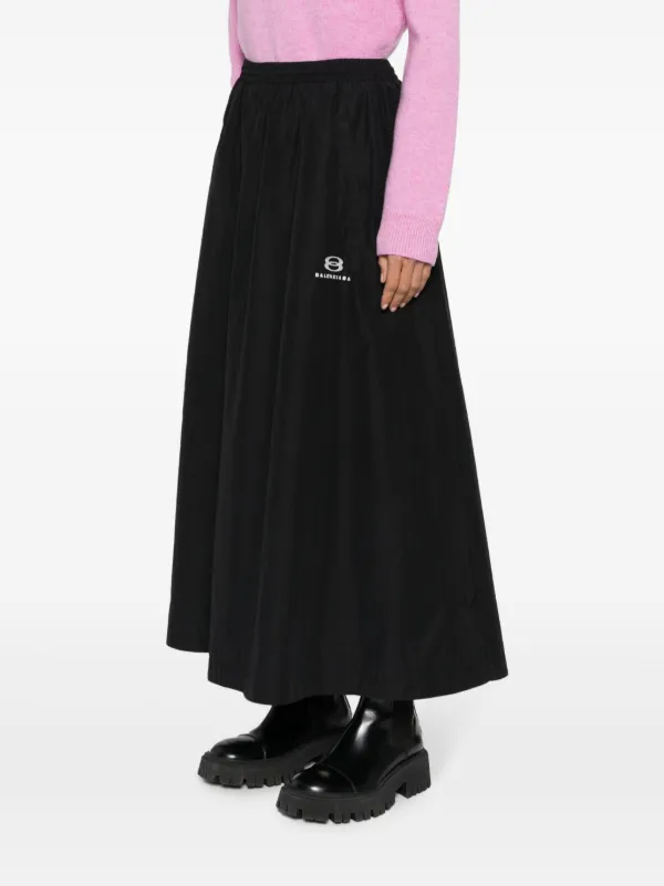 【関税&送料込】Balenciaga Long Black Skirt Loop Sports Icon Balenciaga logo-embroidered Maxi Skirt | Black | FARFETCH
