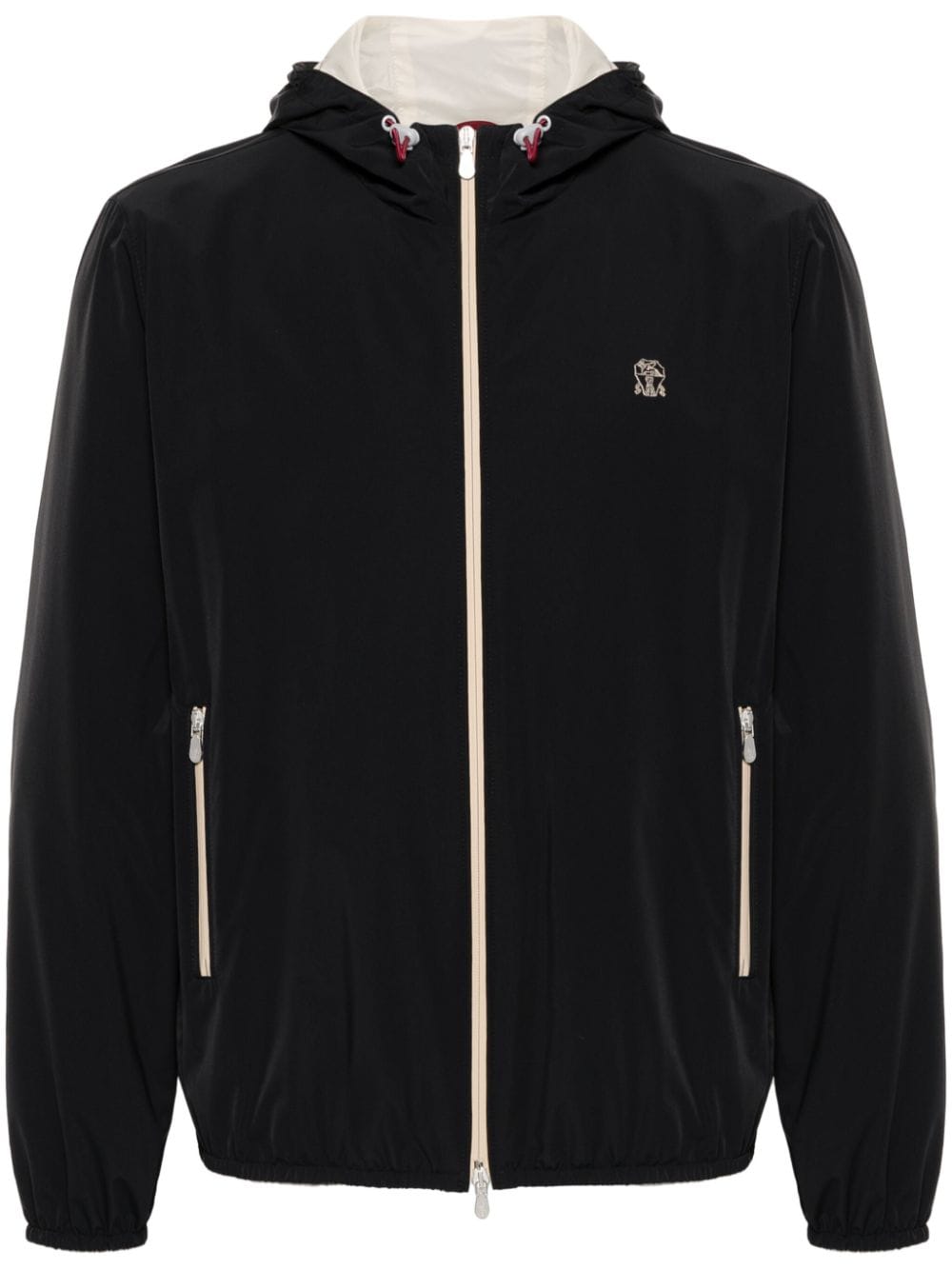 Brunello Cucinelli Logo-embroidered Lightweight Jacket In Black