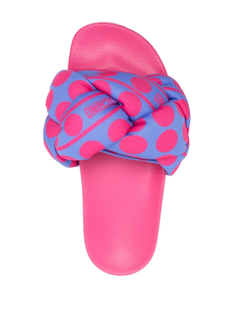Shop Love Moschino Polka Dot-print Braided Slides In Pink