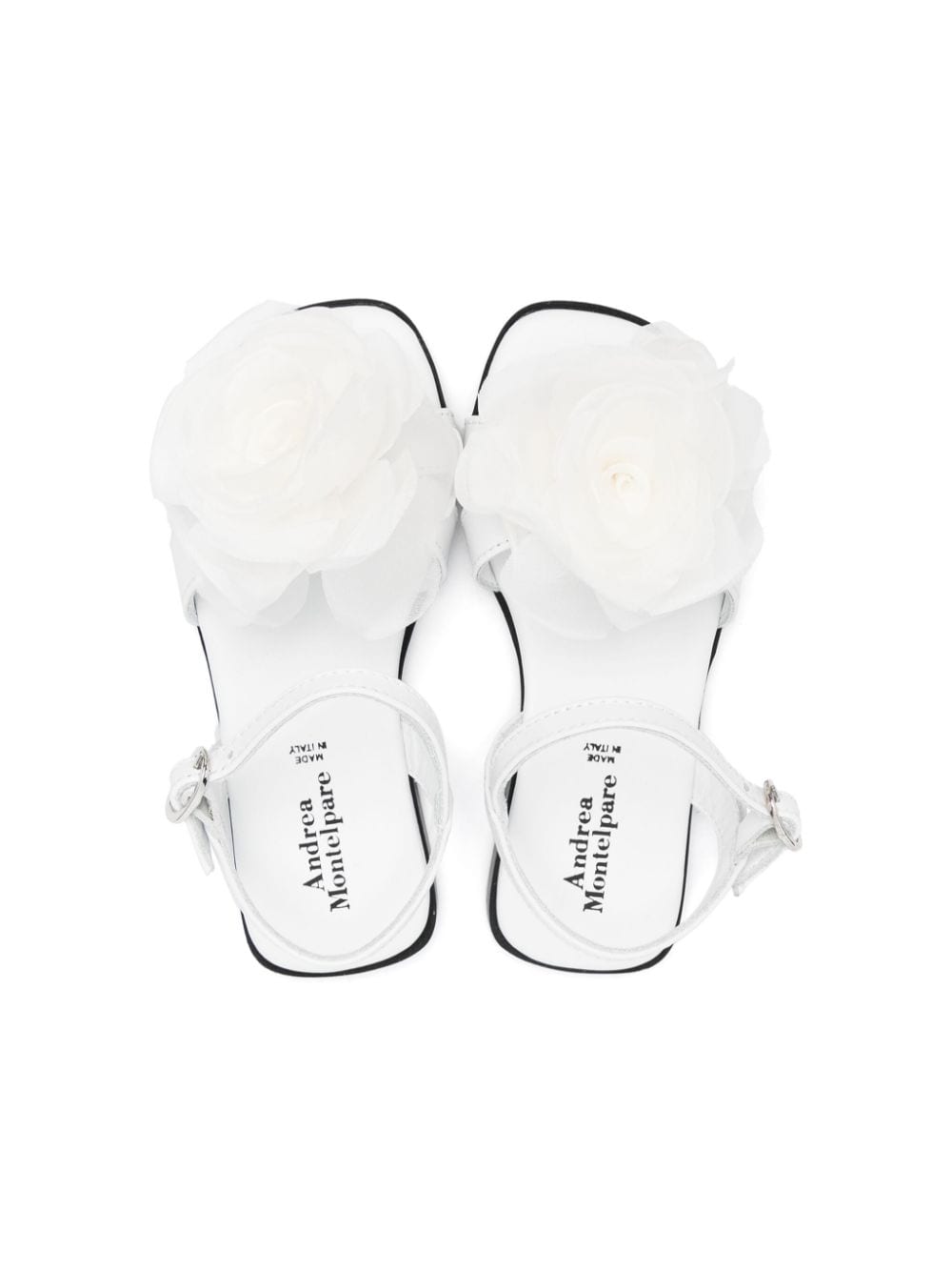 Shop Andrea Montelpare Floral-appliqué Leather Sandlas In White