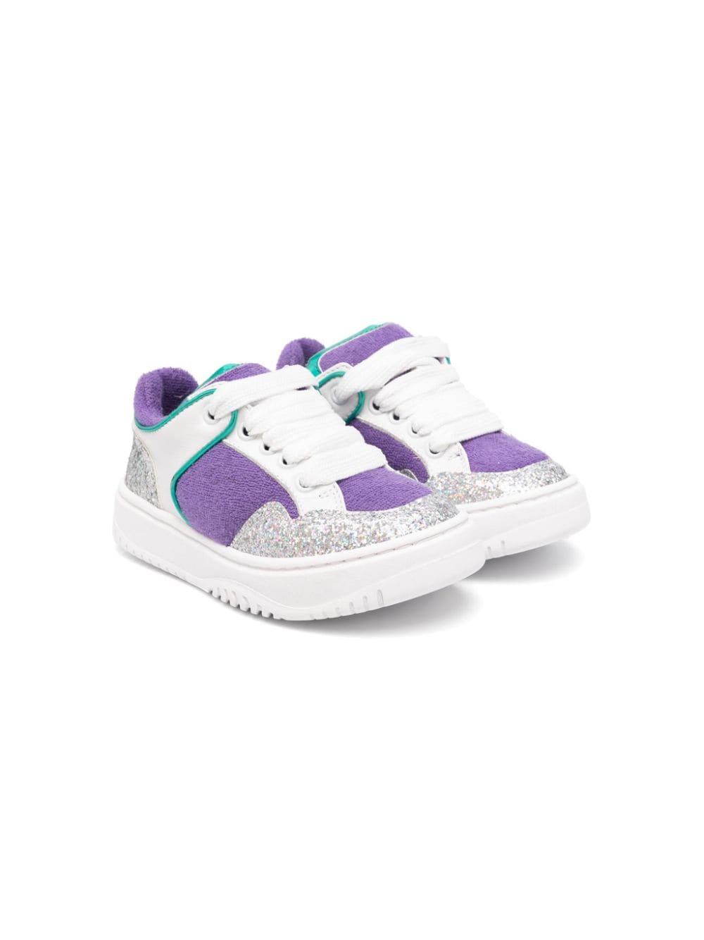Andrea Montelpare Kids' Terry-cloth Glittered Sneakers In Purple