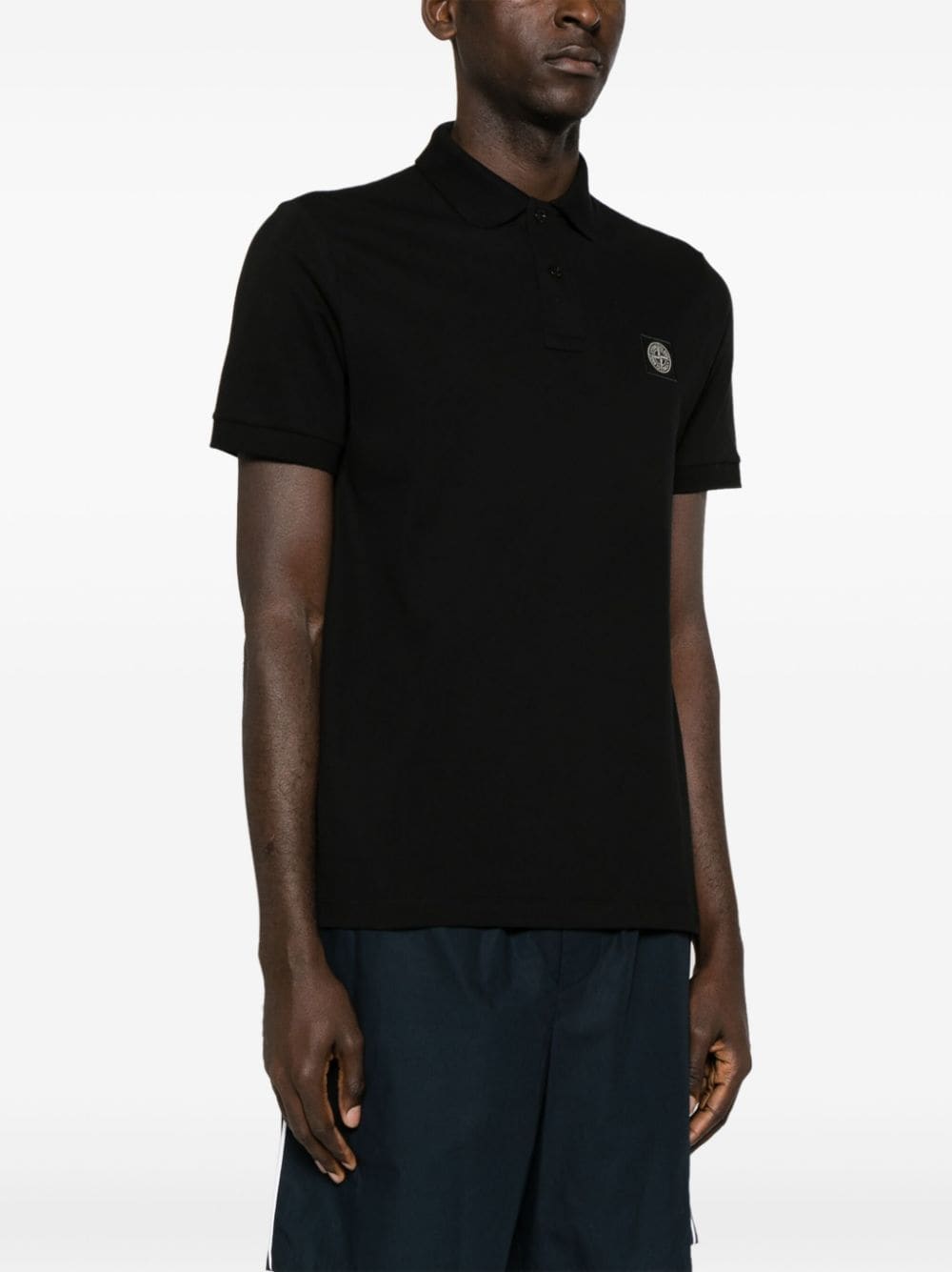 Stone Island Poloshirt met Compass-logopatch Zwart