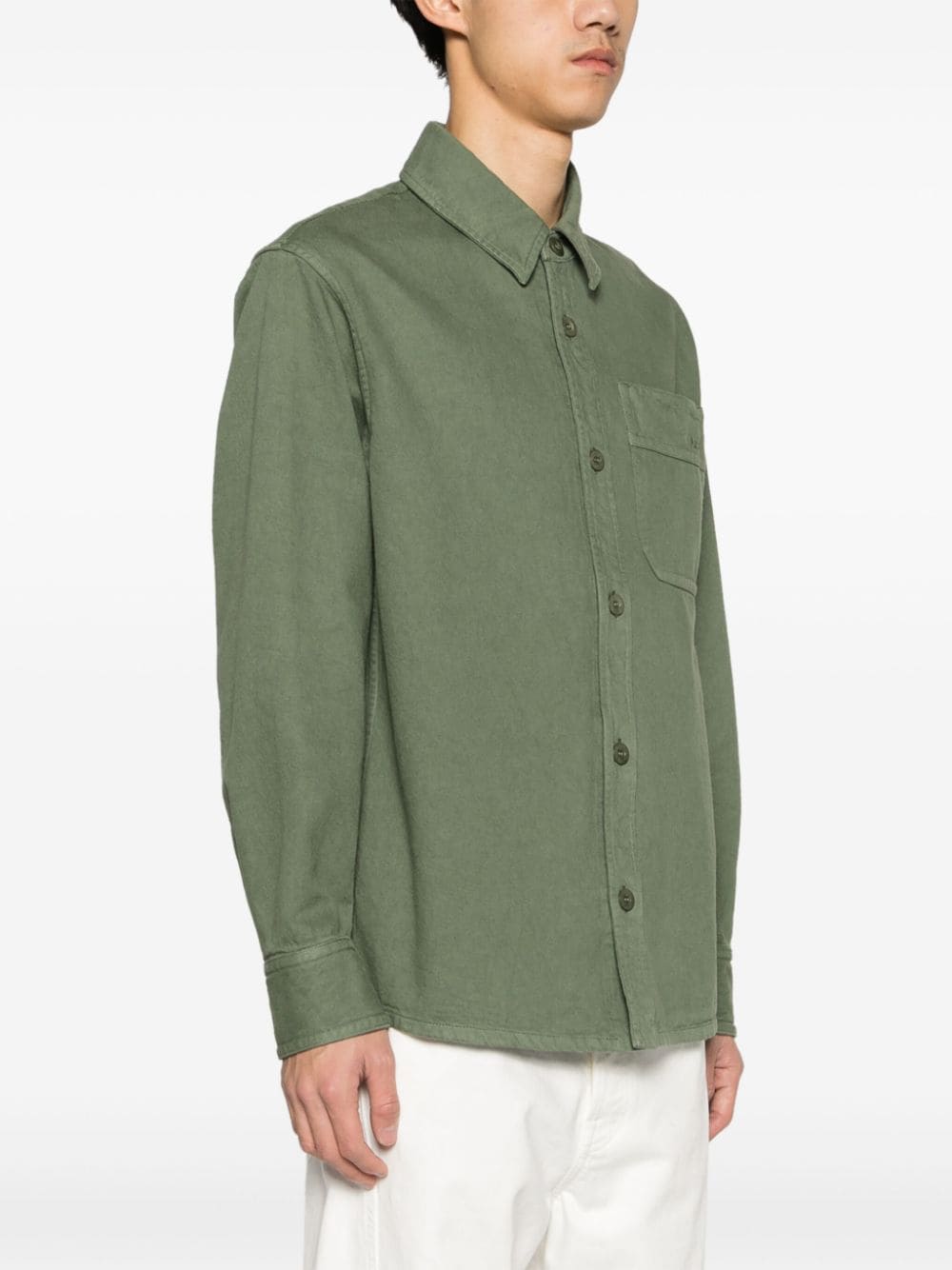 Shop Apc Basile Cotton Shirt In Green