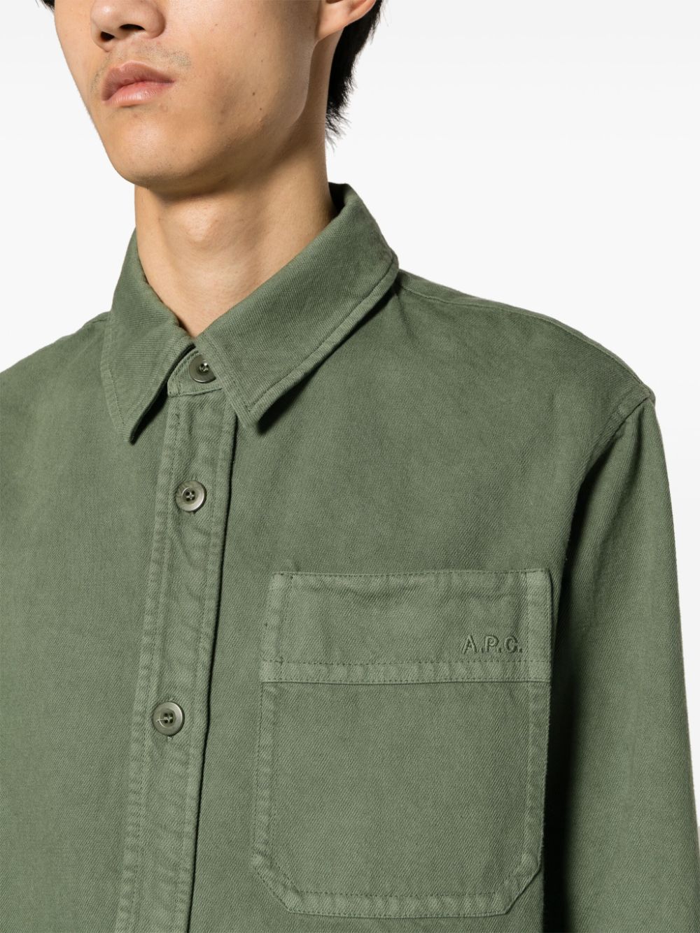 Shop Apc Basile Cotton Shirt In Green