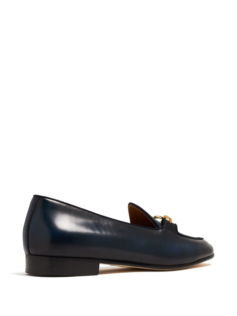 Shop Edhen Milano Almond-toe Leather Loafers In Blue