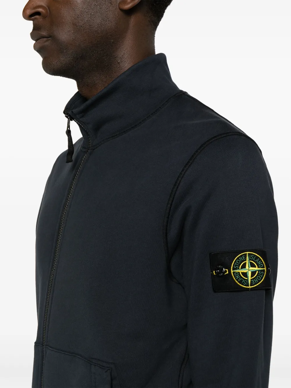 Stone Island Sweater met halve rits en Compass-logopatch Blauw