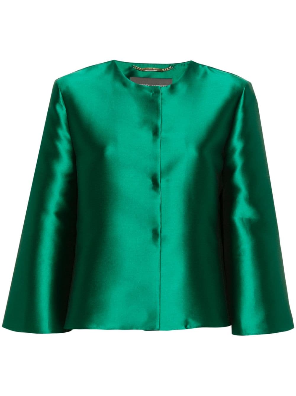 Alberta Ferretti Mikado Wide-sleeves Jacket In Green