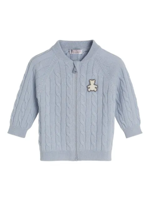Brunello Cucinelli Kids teddy-appliqué cashmere cardigan