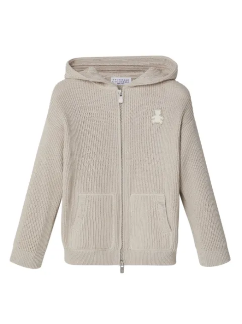 Brunello Cucinelli Kids Bernie bear-motif ribbed cardigan 