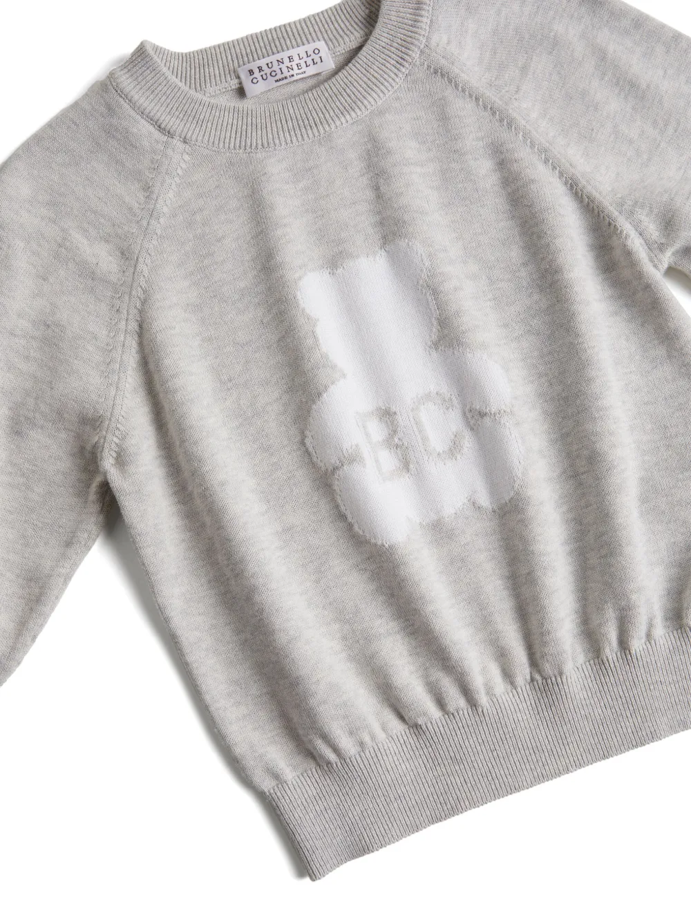 Brunello Cucinelli Bernie-intarsia Cotton Jumper In Grey
