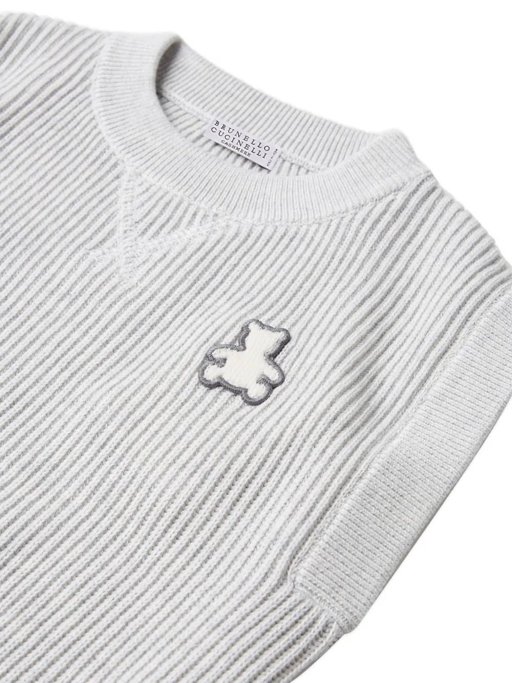 Brunello Cucinelli Kids Geribbelde top Grijs