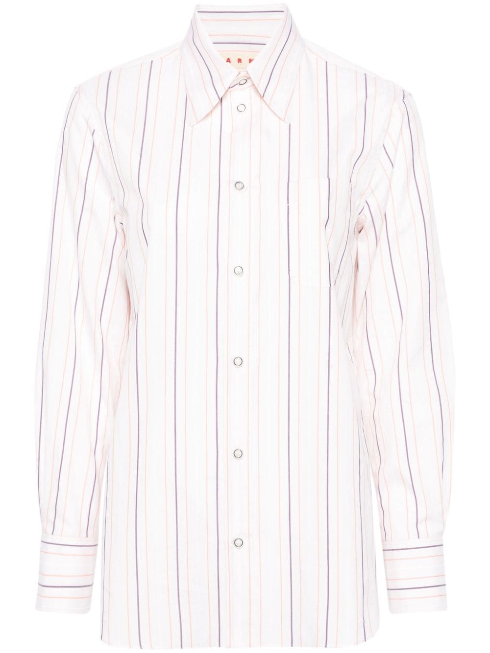 Shop Marni Striped Cotton Shirt In Neutrals