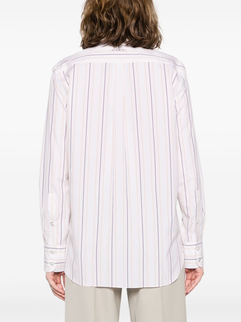 Shop Marni Striped Cotton Shirt In Neutrals