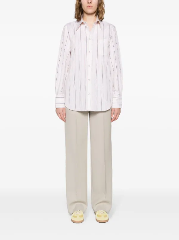 MARNI ストライプ シャツ ライトブルー オーガニックポプリン製ミックスストライプシャツ
