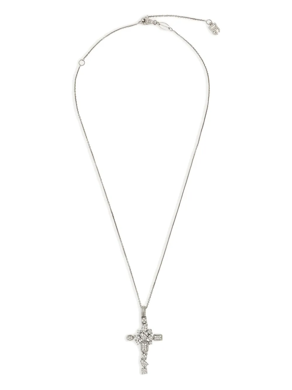 Dolce & Gabbana Cross Necklace With Rhinestones Accessories In White
