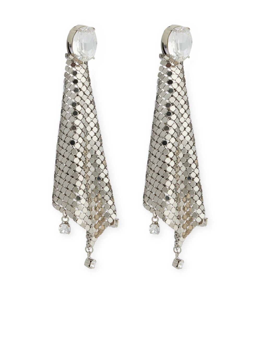 Shop Rabanne Crystal-embellished Chainmail Drop Earrings In Silver