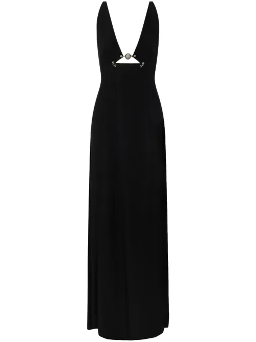 Rabanne robe longue à col v - Noir - Rabanne - Modalova