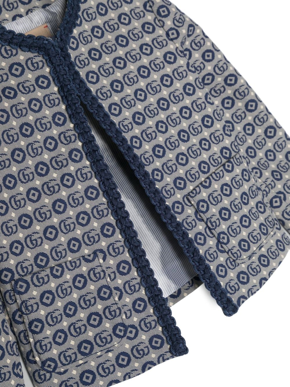 Shop Gucci Monogram-pattern Round-neck Jacket In 蓝色