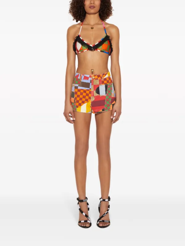 PUCCI Giardino-print Panelled Cotton Shorts | Orange | FARFETCH