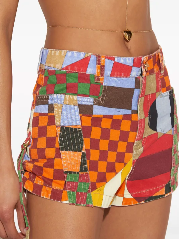 PUCCI Giardino-print Panelled Cotton Shorts | Orange | FARFETCH