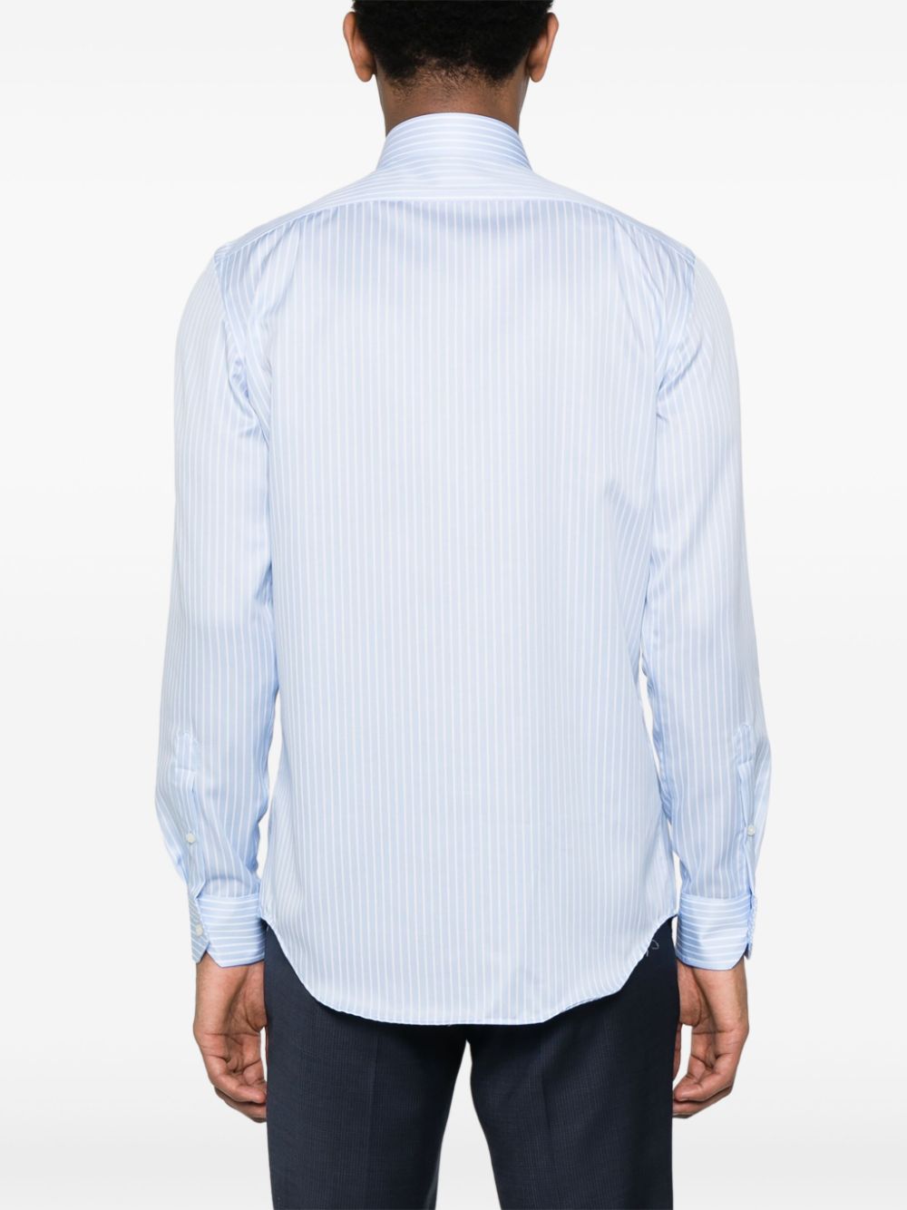 Shop Boggi Milano Striped Cotton Shirt In Blue