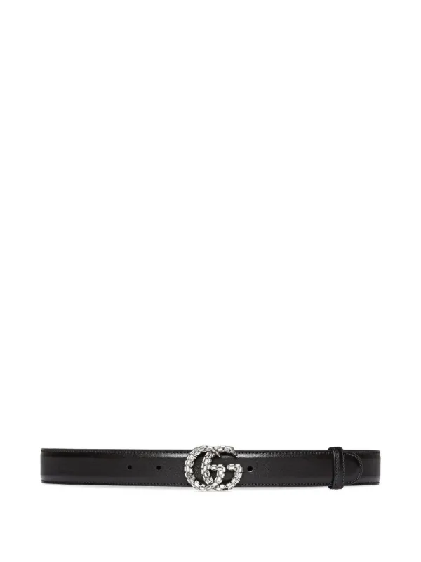 GUCCI クリスタルバックル ブラックベルト GUCCI Double G Crystal Buckle Leather Belt Size 85.34 Black