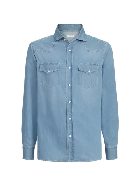 Brunello Cucinelli denim press-stud fastening shirt