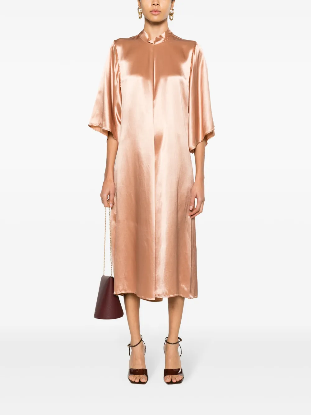 Forte Forte mock-neck satin midi dress - Beige