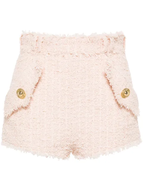 Balmain tweed Chain-buttons shorts