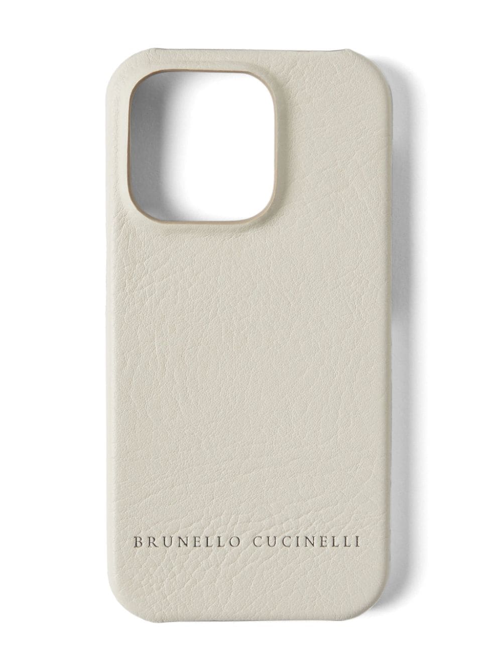 Shop Brunello Cucinelli Logo-debossed Leather Phone Cover In Neutrals