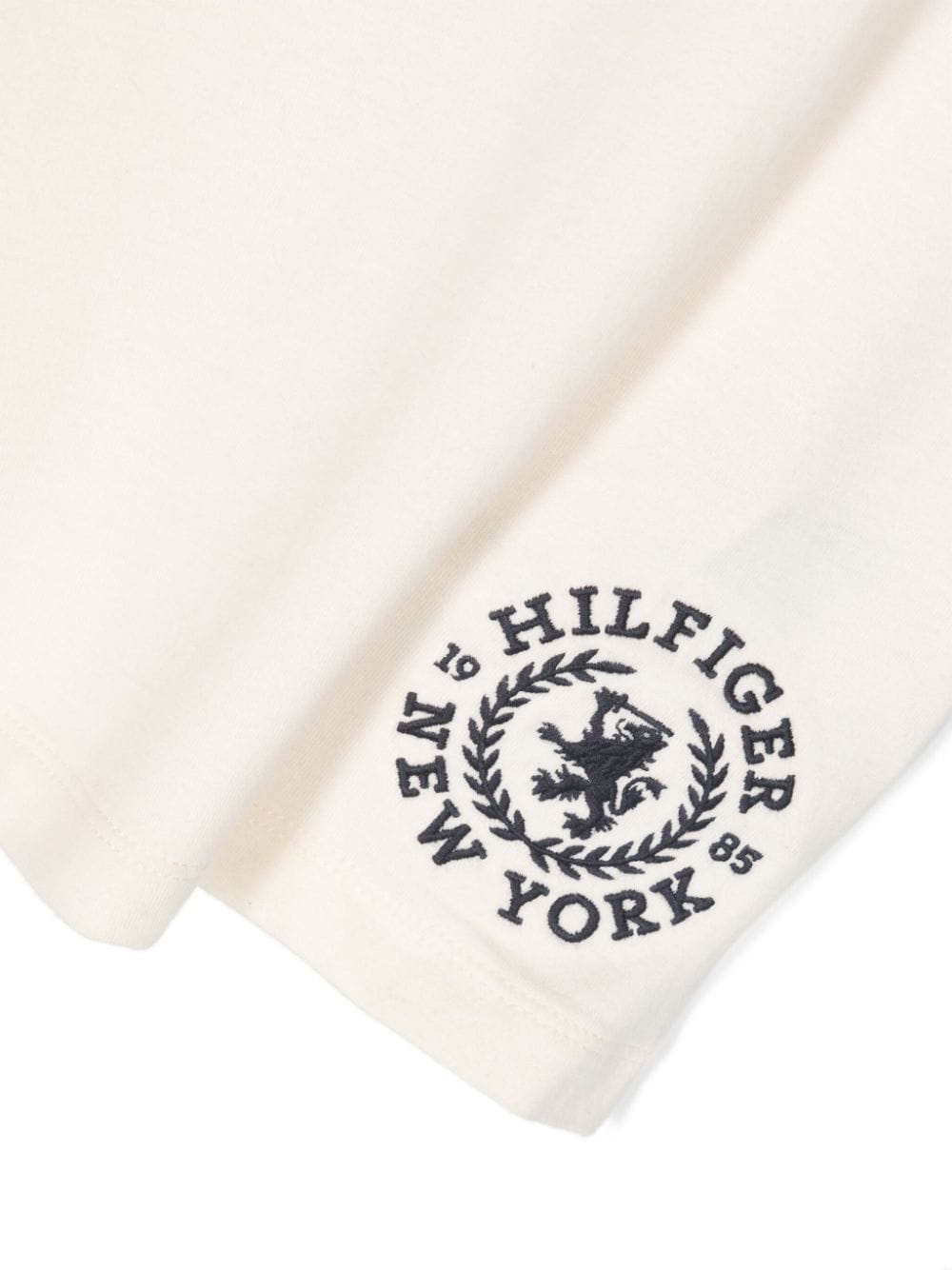 Shop Tommy Hilfiger Junior Embroidered-logo Cotton T-shirt In Neutrals