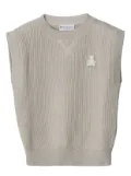Brunello Cucinelli Kids Bernie bear-motif ribbed vest - Neutrals