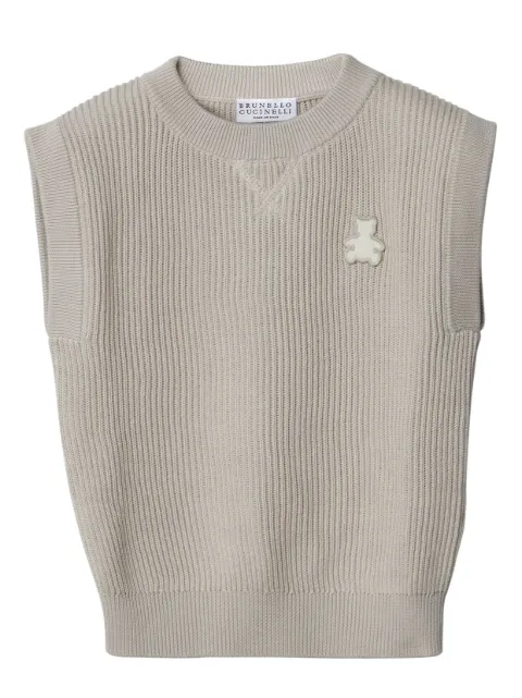 Brunello Cucinelli Kids Bernie bear-motif ribbed vest