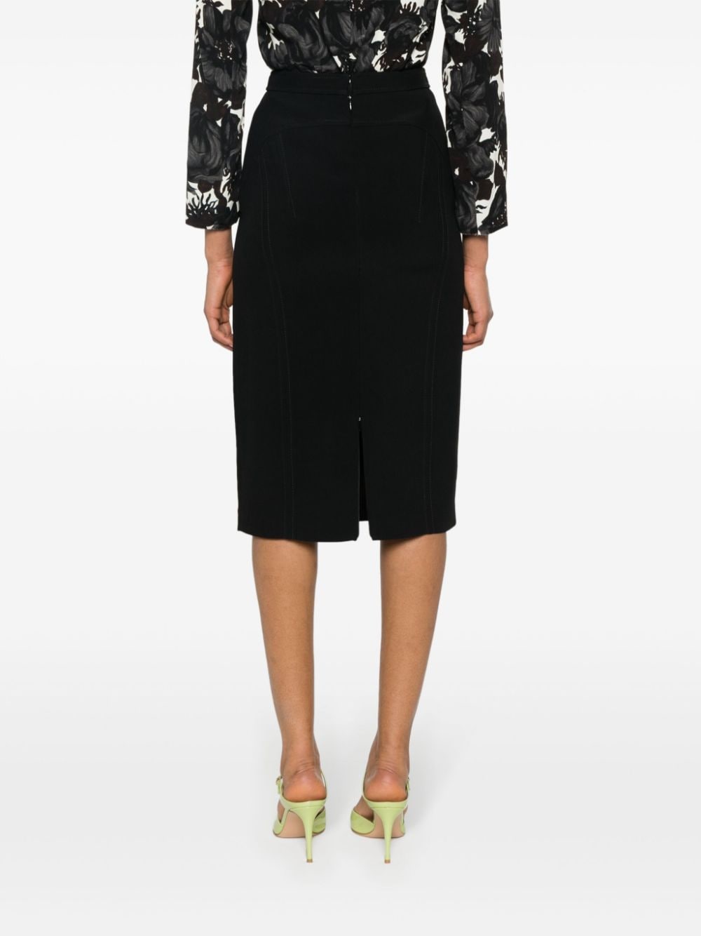 Shop N°21 Zip-up Slit Pencil Skirt In Black