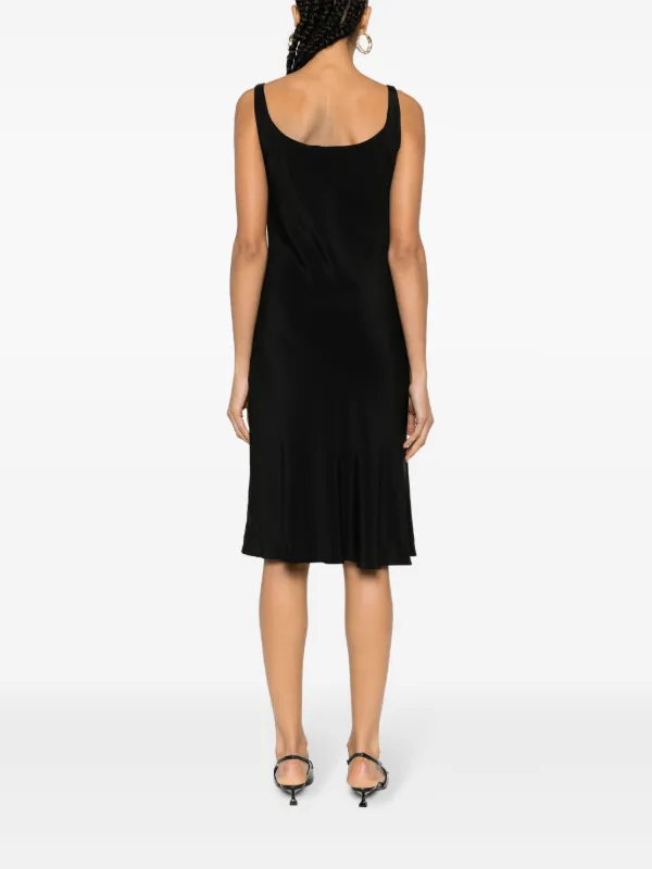Miu Miu Cady logo-plaque Midi Dress | Black | FARFETCH