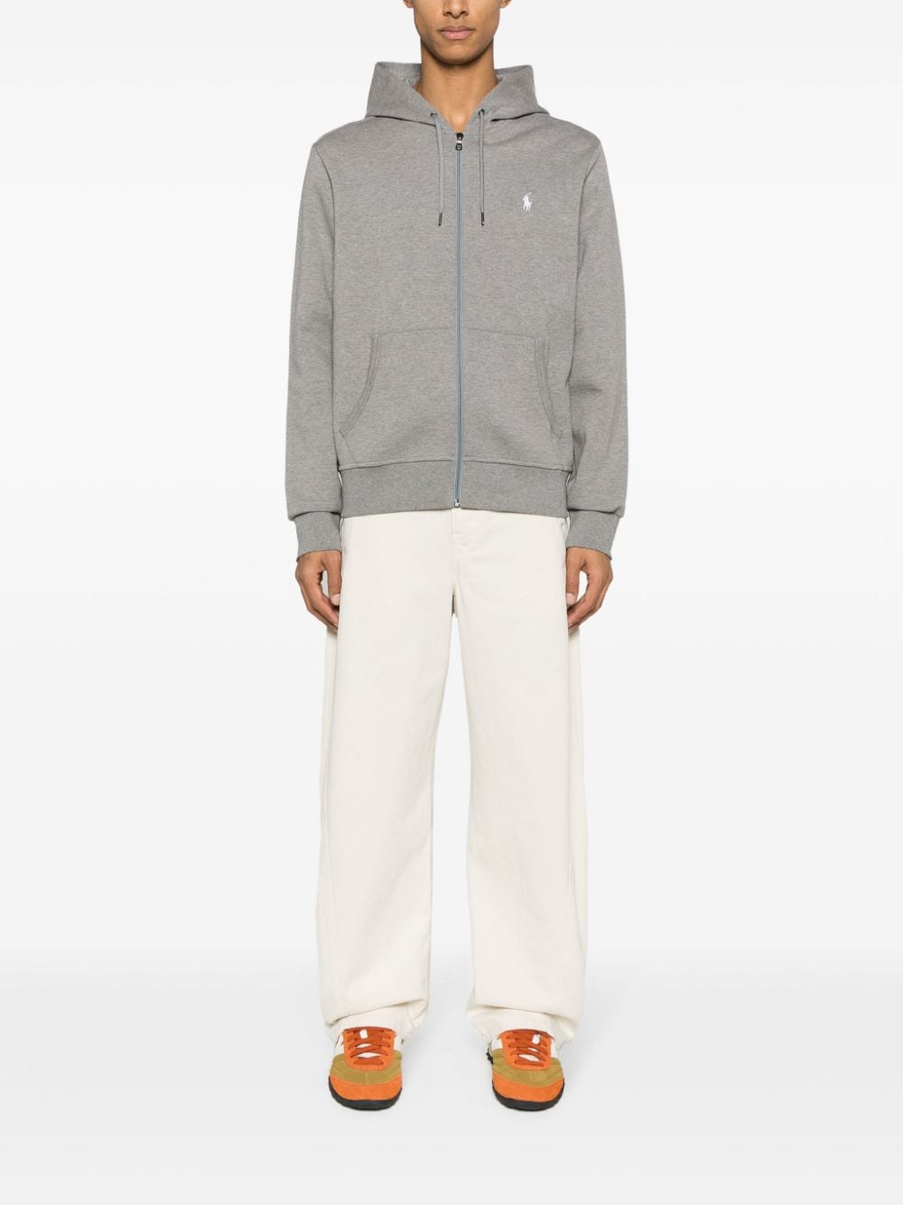 Shop Polo Ralph Lauren Polo Pony Zip-up Hoodie In Grey