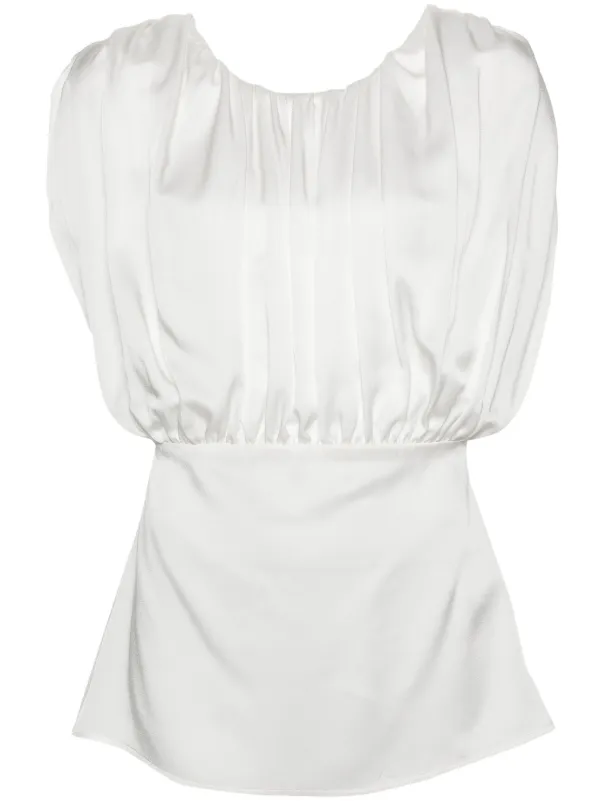 Jil Sander シャーリング ノースリーブ ブラウス | ホワイト | FARFETCH JP