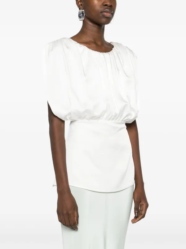 Jil Sander シャーリング ノースリーブ ブラウス | ホワイト | FARFETCH JP