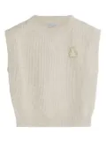 Brunello Cucinelli Kids Bernie-appliqué cotton knitted top - Neutrals