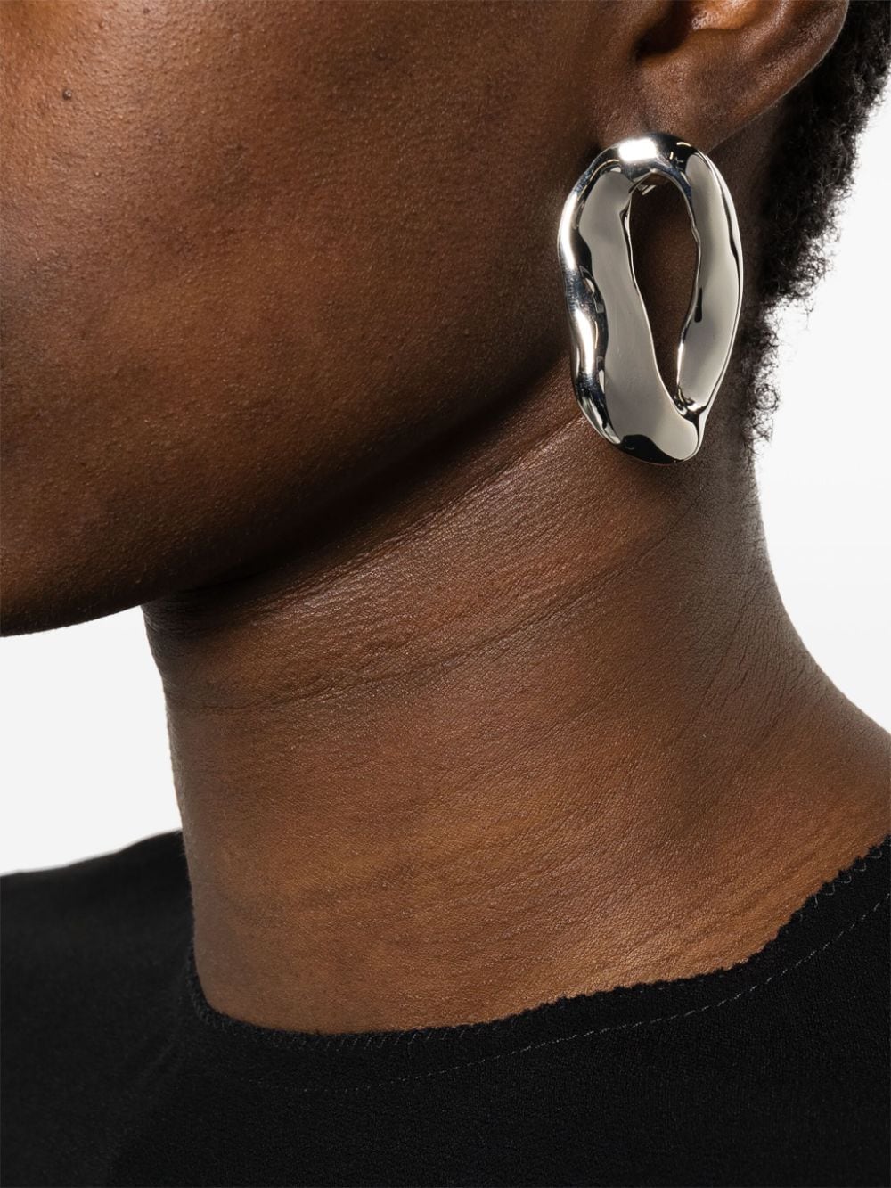 Image 2 of Marni asymmetric oval metal earrings