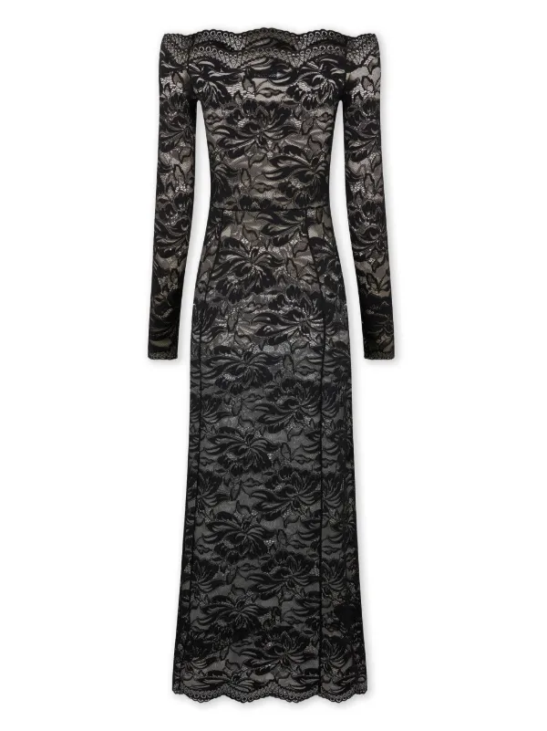 Rabanne floral lace bardot collar Dress Farfetch