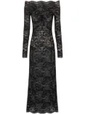 Rabanne floral-lace bardot-collar dress - Black