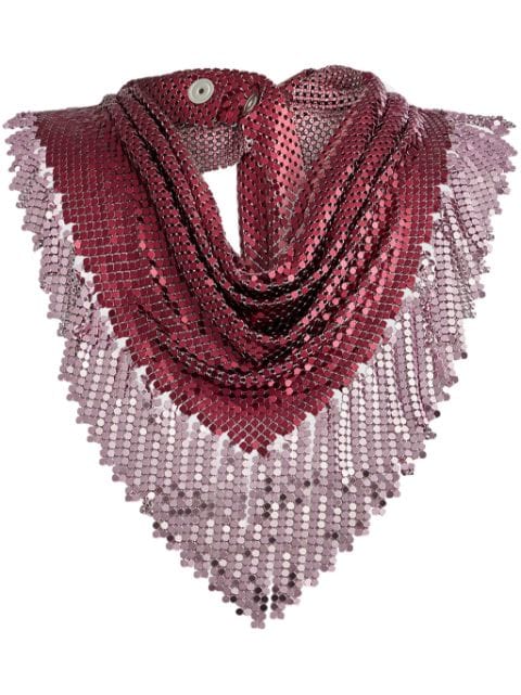 Rabanne Ruby Chainmail fringed scarf
